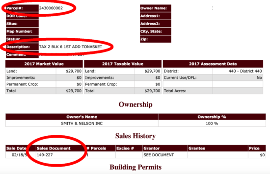 okanogan county parcel search results page