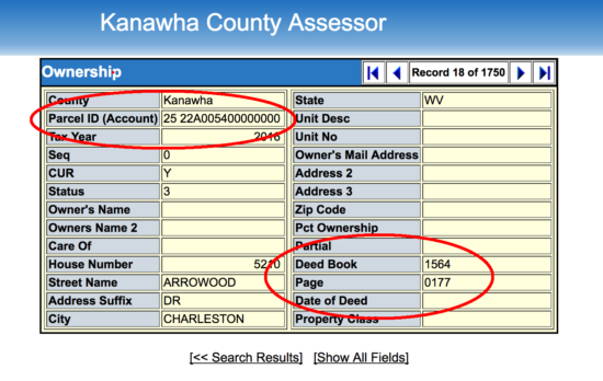 kanawha county assessor search results