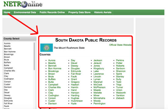 south dakota public records list of counties