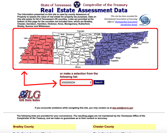 tennessee real estate assessment data page