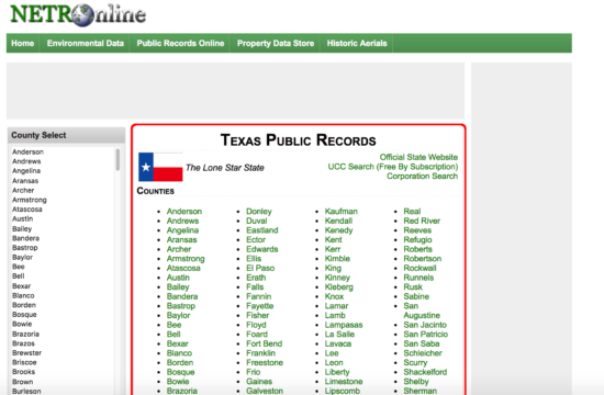 texas public records county list