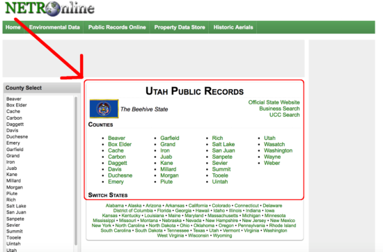 utah public records list of counties