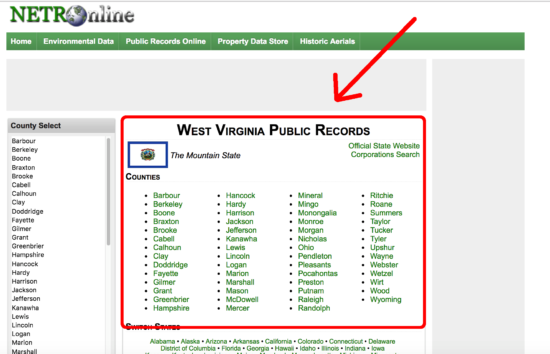 west virginia public records list of counties