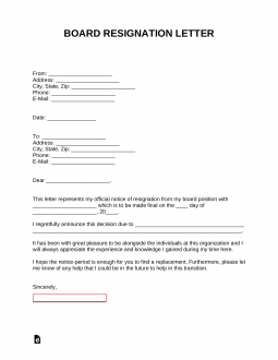 Board Resignation Letter Template – with Samples