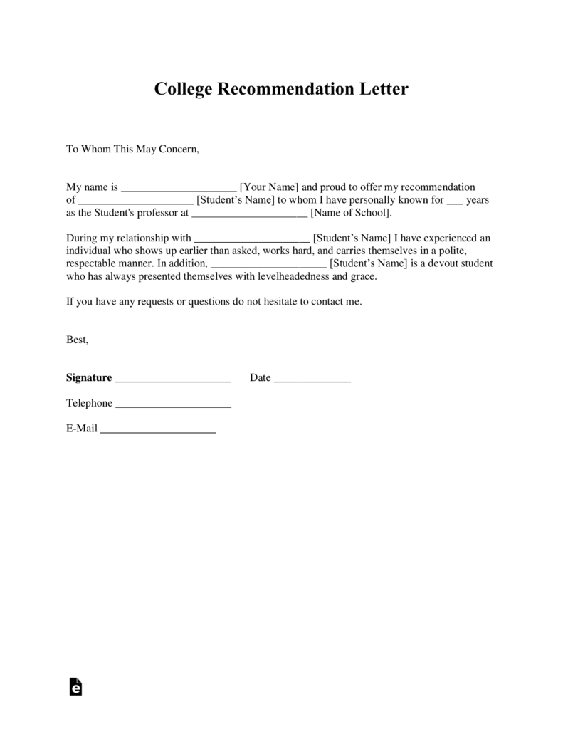 College Application Letter Of Recommendation Outline College Recommendation Letter Template 