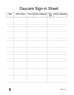Daycare Sign-in Sheet Template
