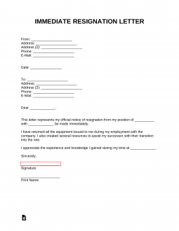 Immediate Letter of Resignation | Templates & Samples