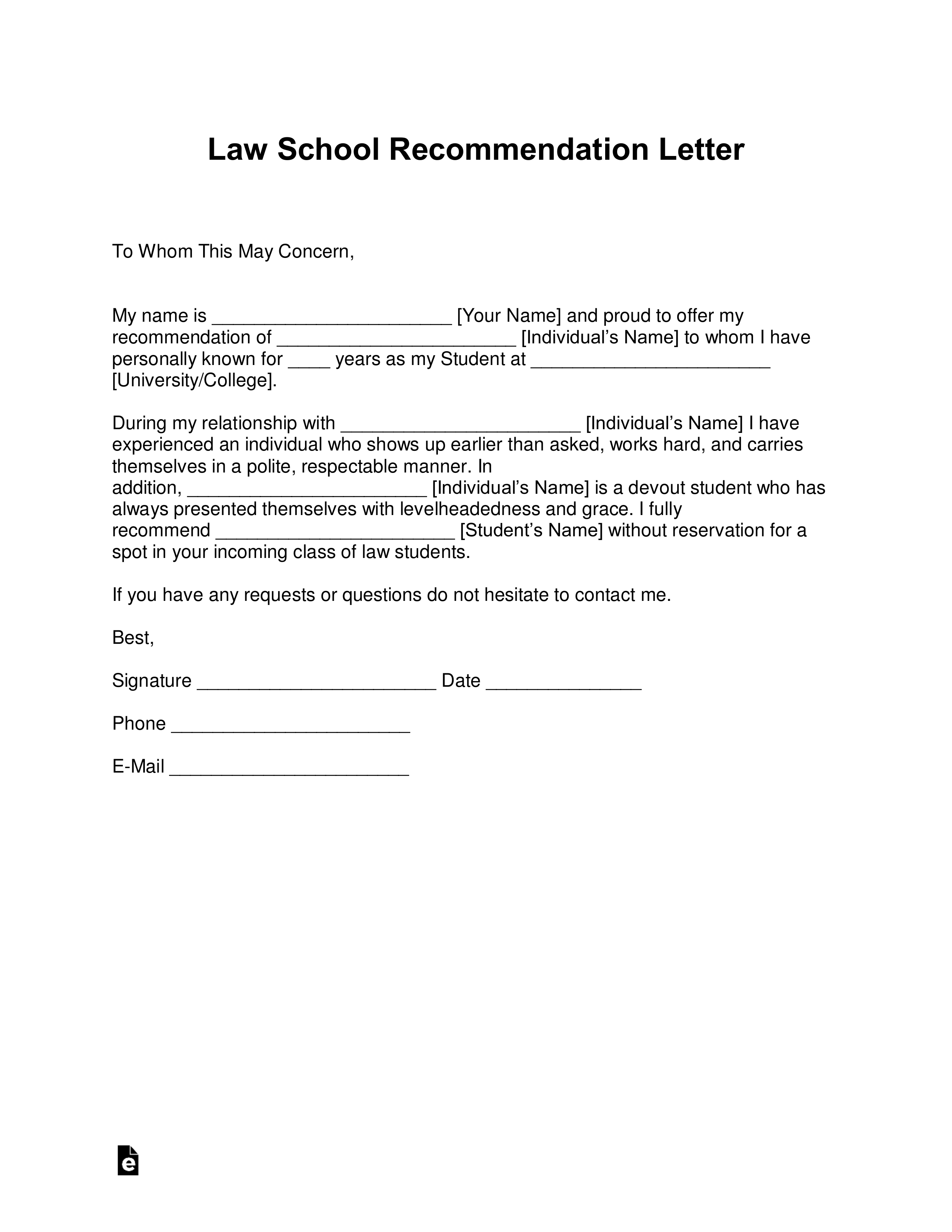 Examples Of A Recommendation Letter from eforms.com