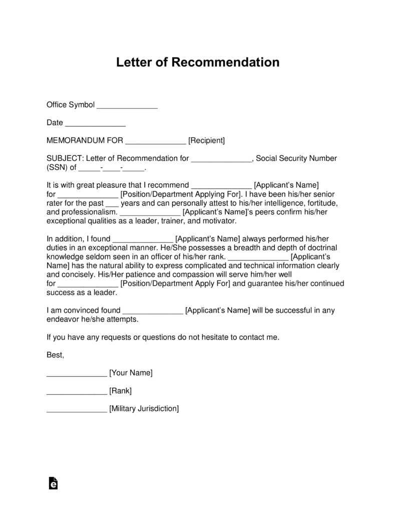 3 payment gratuitous letters Free Templates of Recommendation  Letter Military Samples