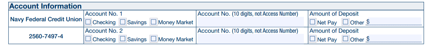 Free Navy Federal Credit Union NFCU Direct Deposit Form PDF EForms