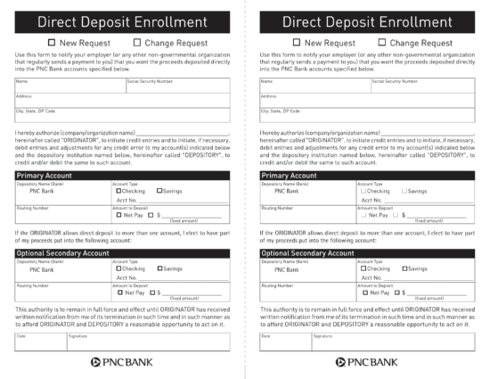 Free PNC Bank Direct Deposit Authorization Form - PDF – eForms