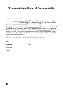 Physician Assistant Letter of Recommendation Template – with Samples