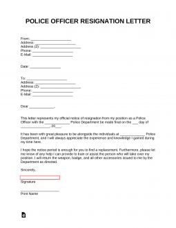 Free Police Officer Resignation Letter Template - with Samples - PDF ...