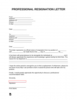 Professional Resignation Letter Template – with Samples