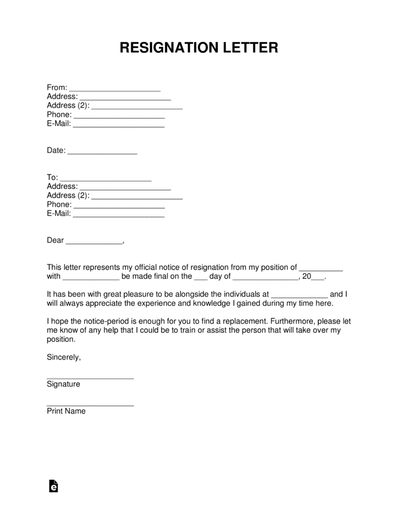 resign during good probation reason to Letter Examples and Resignation Templates Free Samples