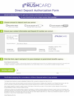 RushCard Direct Deposit Authorization Form