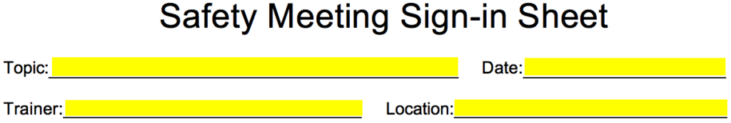 Free Safety Meeting Sign In Sheet Template Pdf Word Eforms 