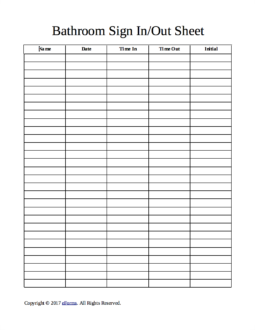 Bathroom Cleaning Sign-in/out Sheet Template | eForms – Free Fillable Forms