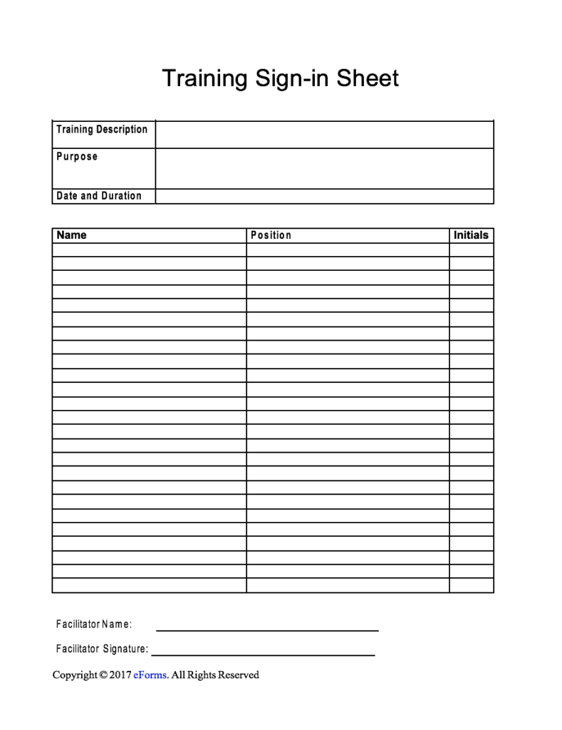 Free Training Sign In Sheet Template Pdf Word Eforms Sexiz Pix