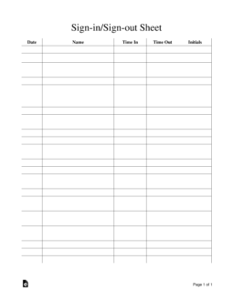 Sign-in/Sign-out Sheet Template