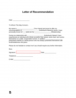 Letter of Recommendation Templates (19)