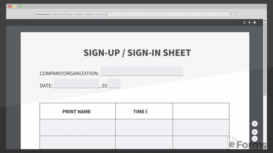 sign in template excel