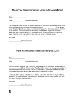 Thank You Letter for Recommendation Template – with Samples