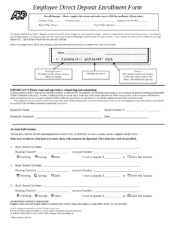 ADP Direct Deposit Authorization Form