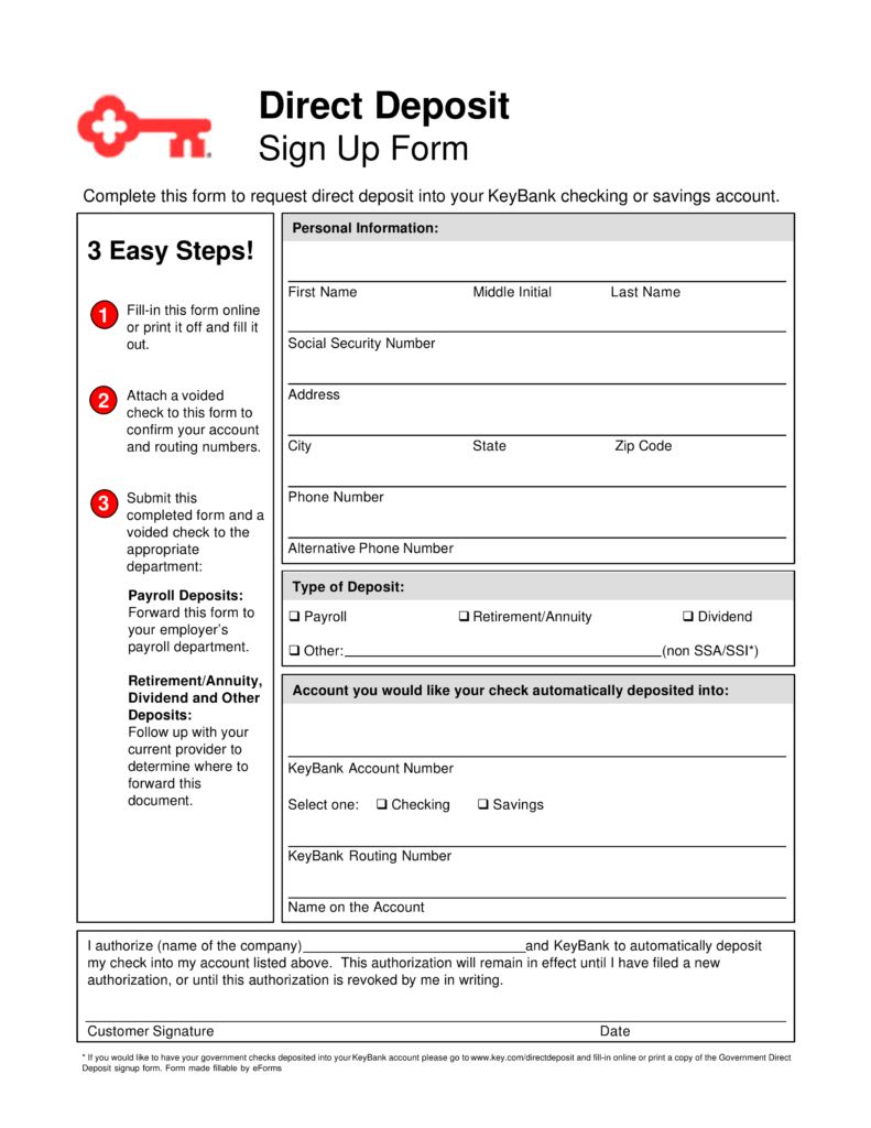 sign letter routing Authorization Form Free  Bank  Direct Key Deposit PDF