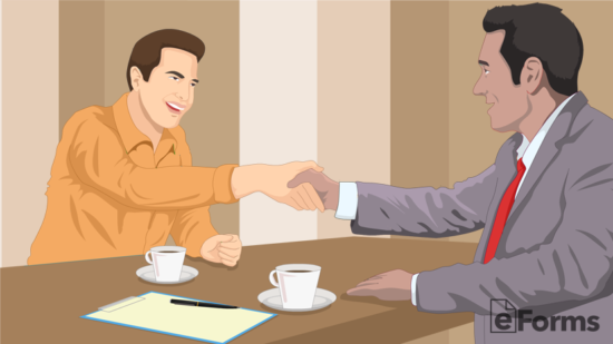 employee shaking hands with employer