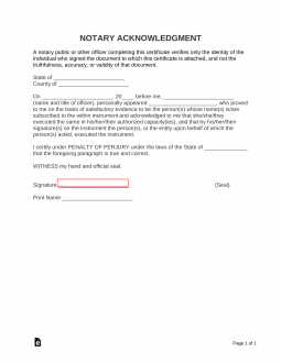 Notary Acknowledgment Forms