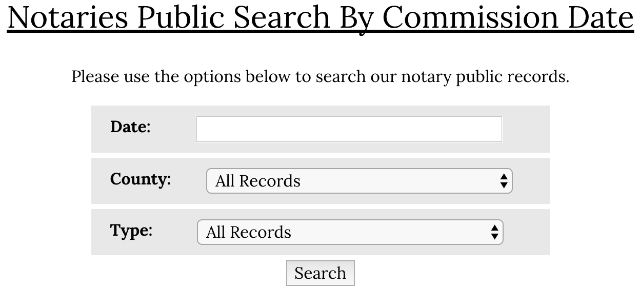 notaries public search by commission date
