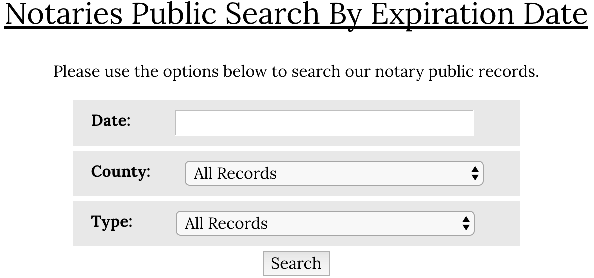 notaries public search by expiration date