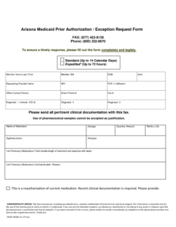 Arizona Medicaid Prior (Rx) Authorization Form