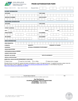 Colorado Medicaid Prior (Rx) Authorization Form