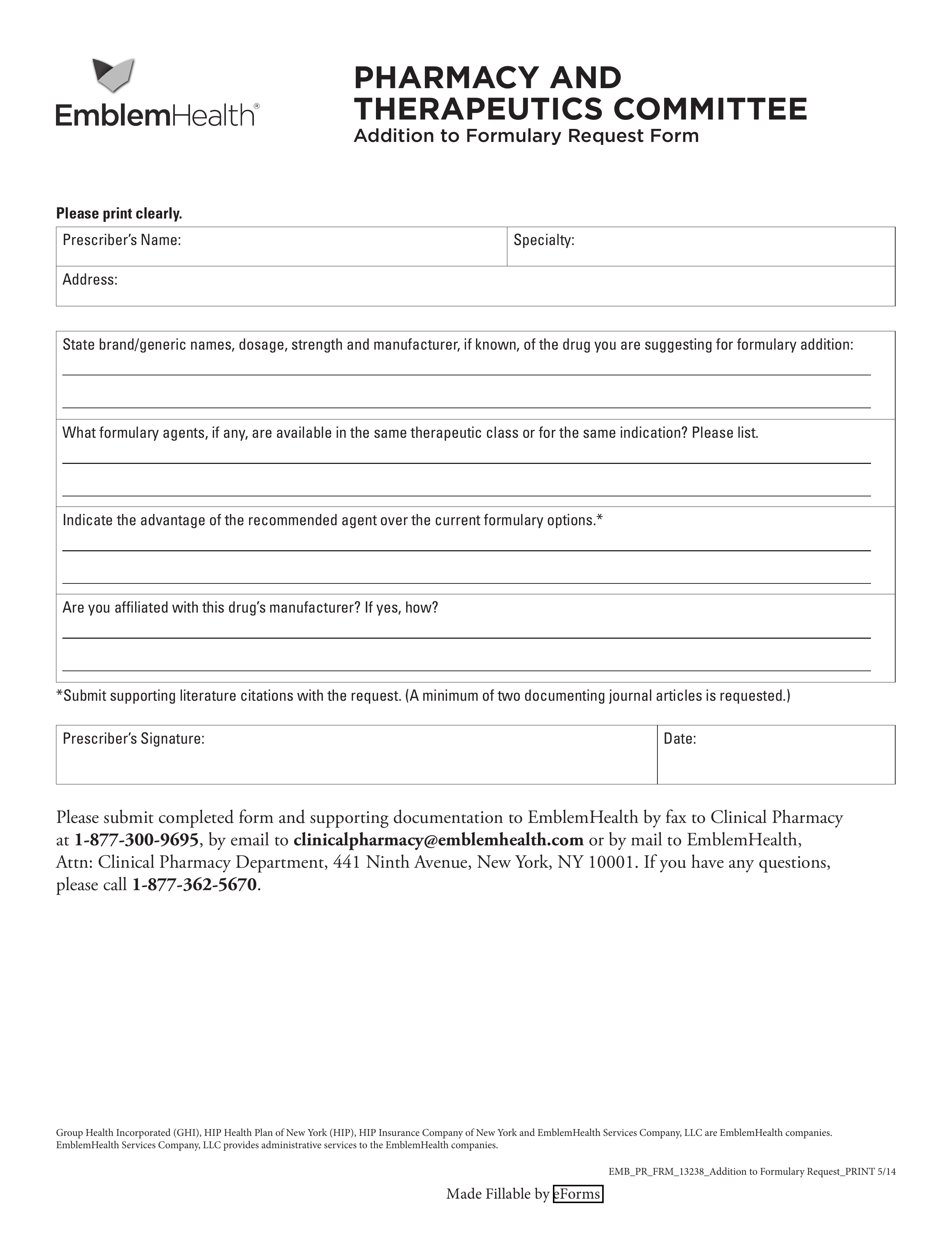 EmblemHealth Prior (Rx) Authorization Form