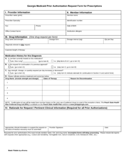 Georgia Medicaid Prior (Rx) Authorization Form