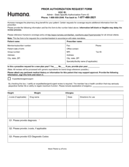 Humana Prior (Rx) Authorization Form