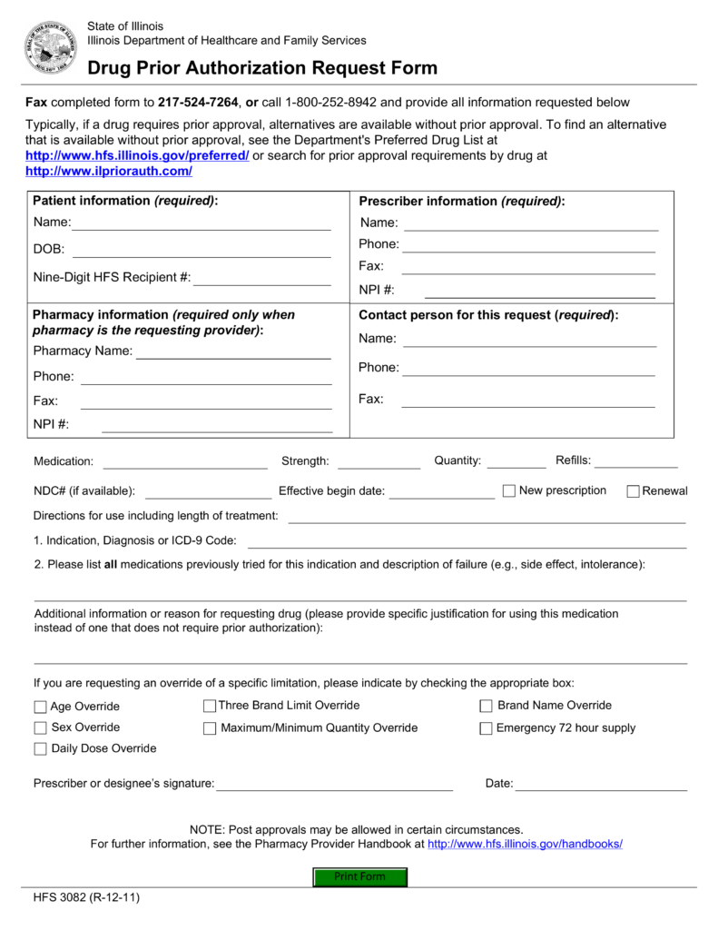 Free Illinois Medicaid Prior (Rx) Authorization Form  PDF  eForms