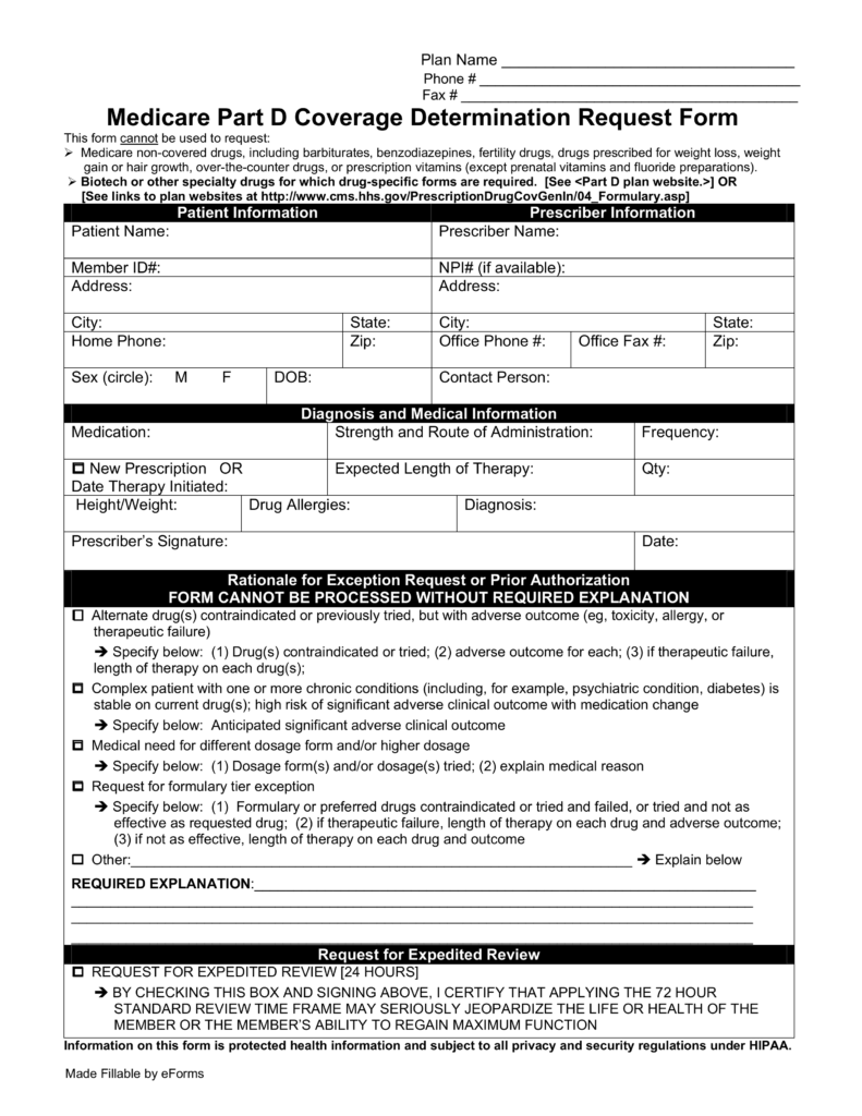 Free Medicare Prior (Rx) Authorization Form PDF eForms