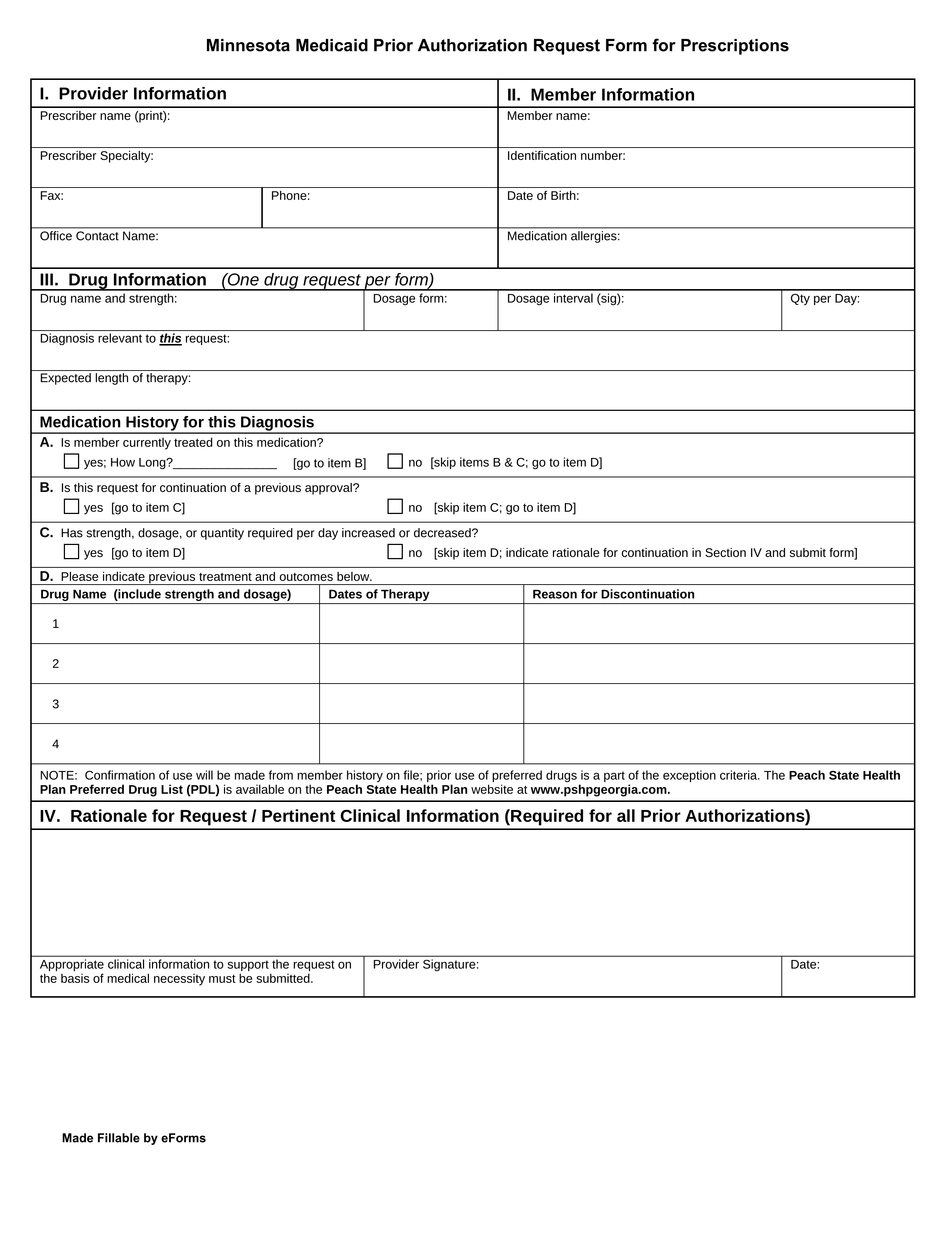 Free Minnesota Medicaid Prior Rx Authorization Form Pdf Eforms 0888