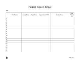 Patient Sign-in Sheet (Extended) Template