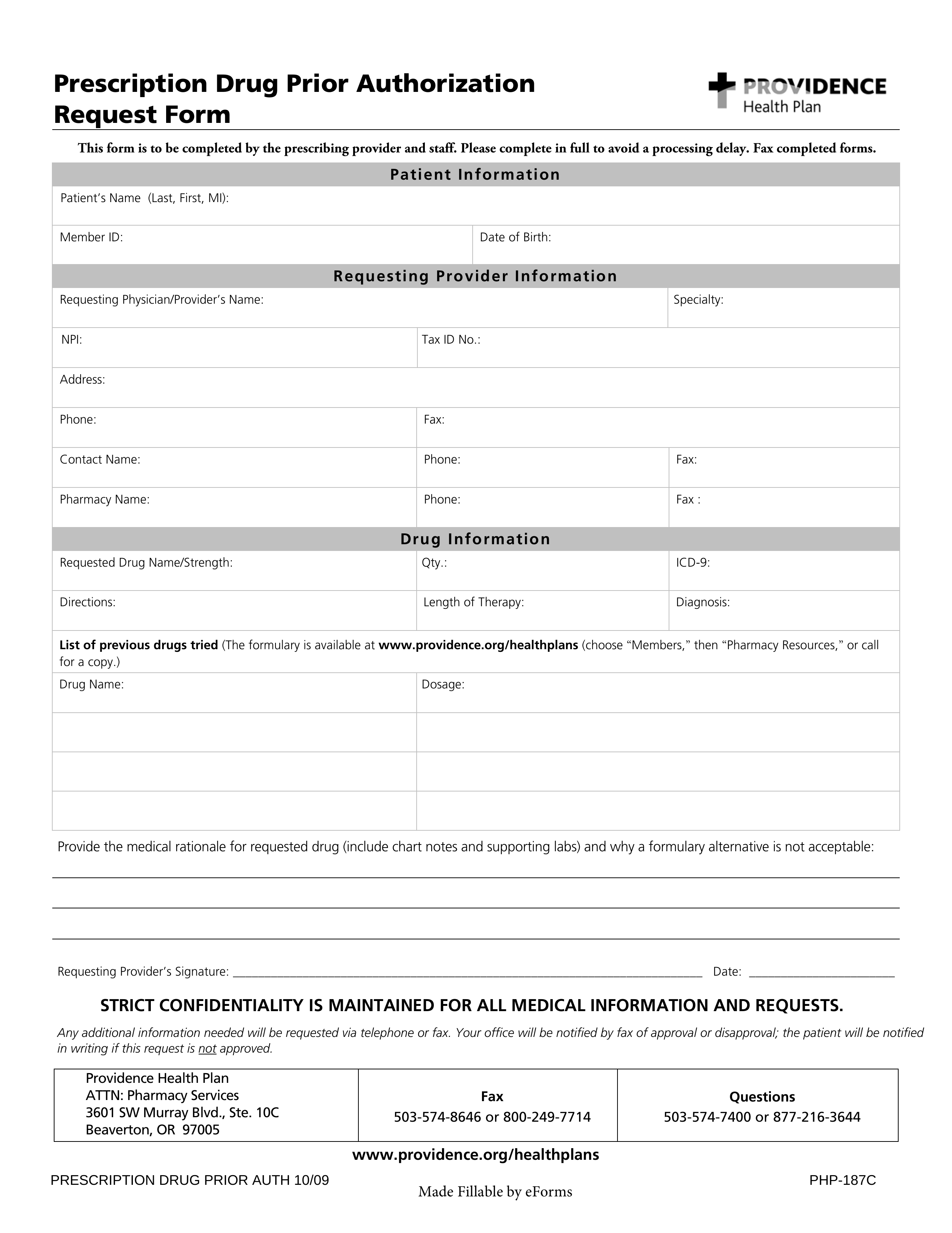 Providence Prior (Rx) Authorization Form