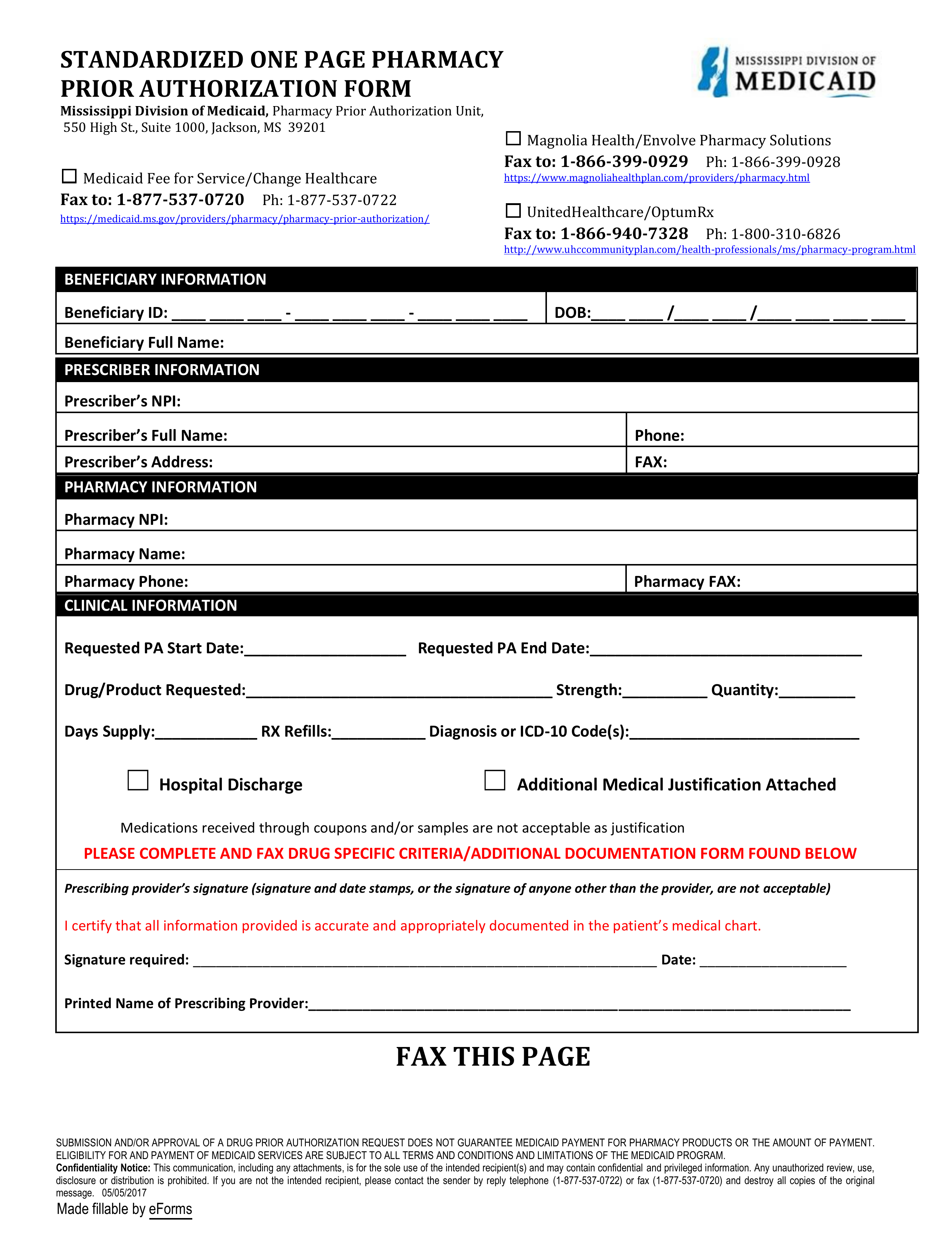 Free Unitedhealthcare Prior Rx Authorization Form Pdf Eforms - Form ...