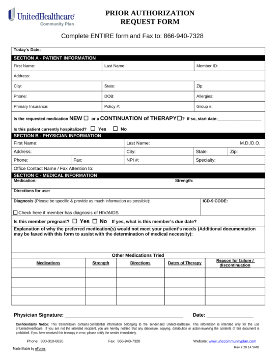 free-unitedhealthcare-prior-rx-authorization-form-pdf-eforms