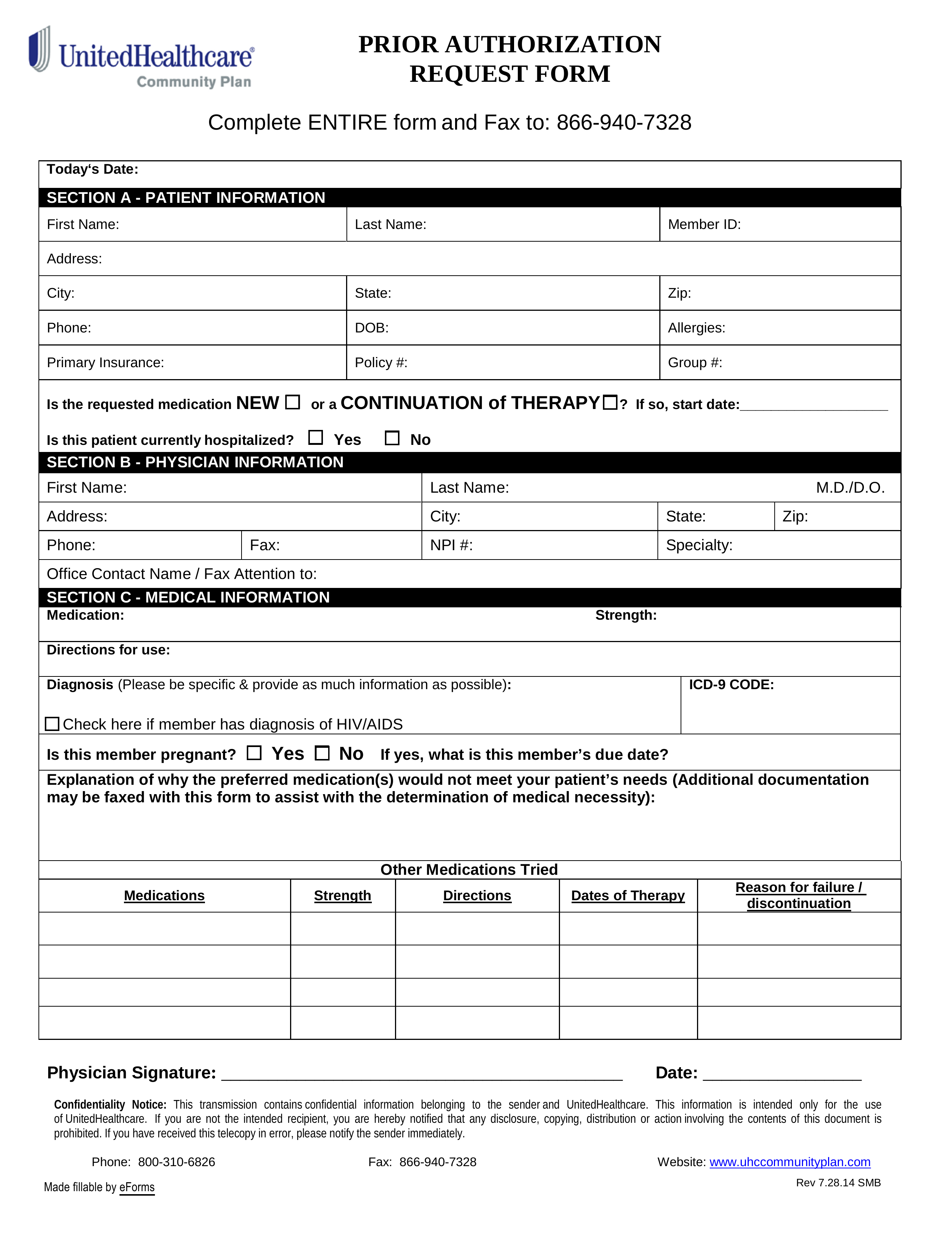 Unitedhealthcare Prior Aurthorization Form 