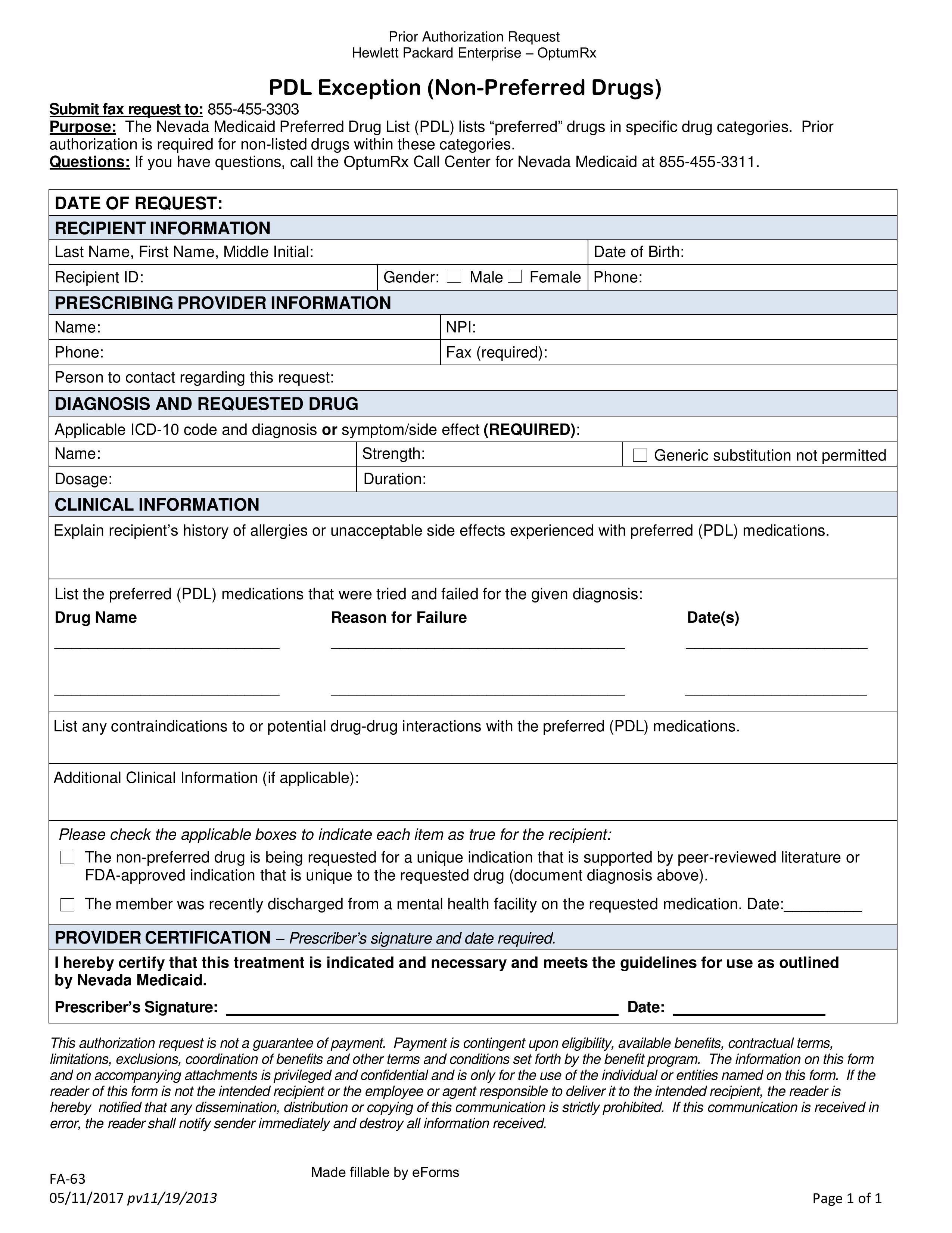 Nevada Medicaid Prior Authorization Form