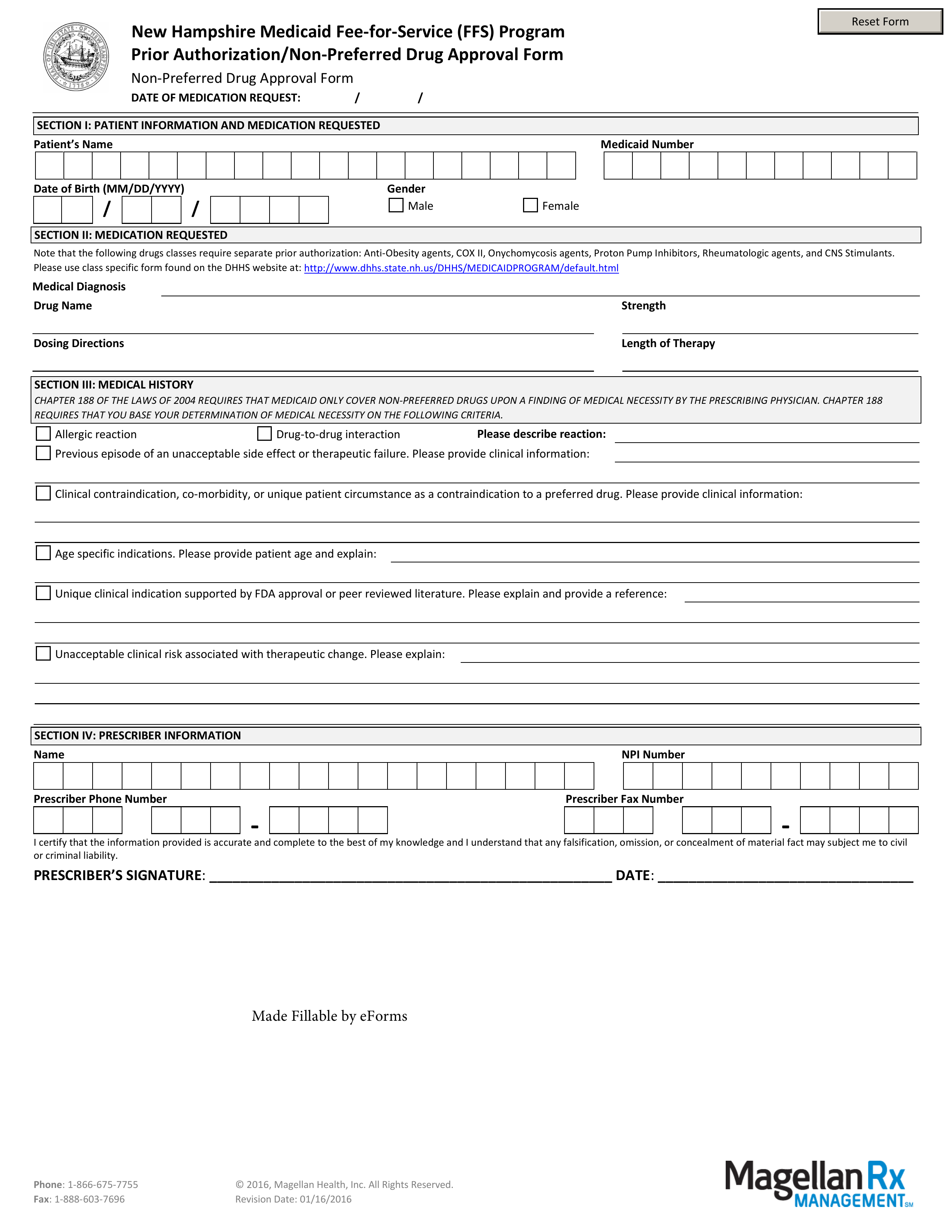 New Hampshire Medicaid Prior Authorization Form