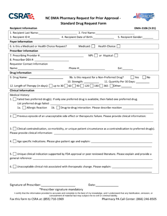 Free North Carolina Medicaid Prior Authorization Form PDF eForms