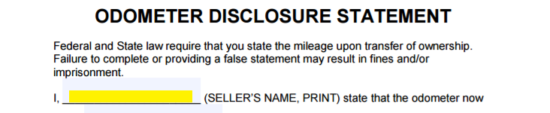 odometer disclosure statement form
